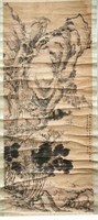 Chinese Painting Scroll of Mountain View Scene