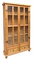 RUSTIC PINE DISPLAY CABINET BOOKCASE, MEXICO