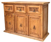 LARGE RUSTIC PINE PANELED SIDEBOARD, MEXICO