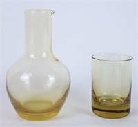 Amber Glass Decanter w/Drinking Glass