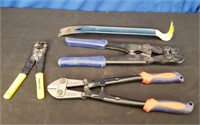 Lot of Bolt Cutters, Wire Stripper & Crimpers