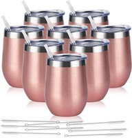 8 Pack 12Oz Stainless Steel Wine Tumblers  Insulat