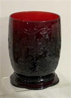 Fantasia 7" Cranberry Glass Pillar Candleholder
