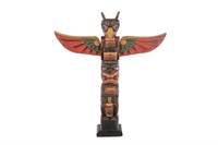 POLYCHROME PAINTED CARVED WOOD TOTEM POLE