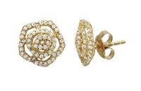 Sterling Silver- Crystal Flower Design Earrings