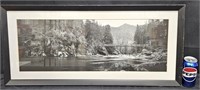 Framed Panoramic Photo Art Print - River w Bridge