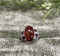 Baltic  Amber Stone .925 Sterling Silver Ring