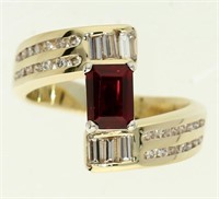 3.55 Ct Ruby Diamond Contemporary  Ring 14 Kt