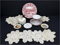 Vintage Dishware and Lace Doilies
