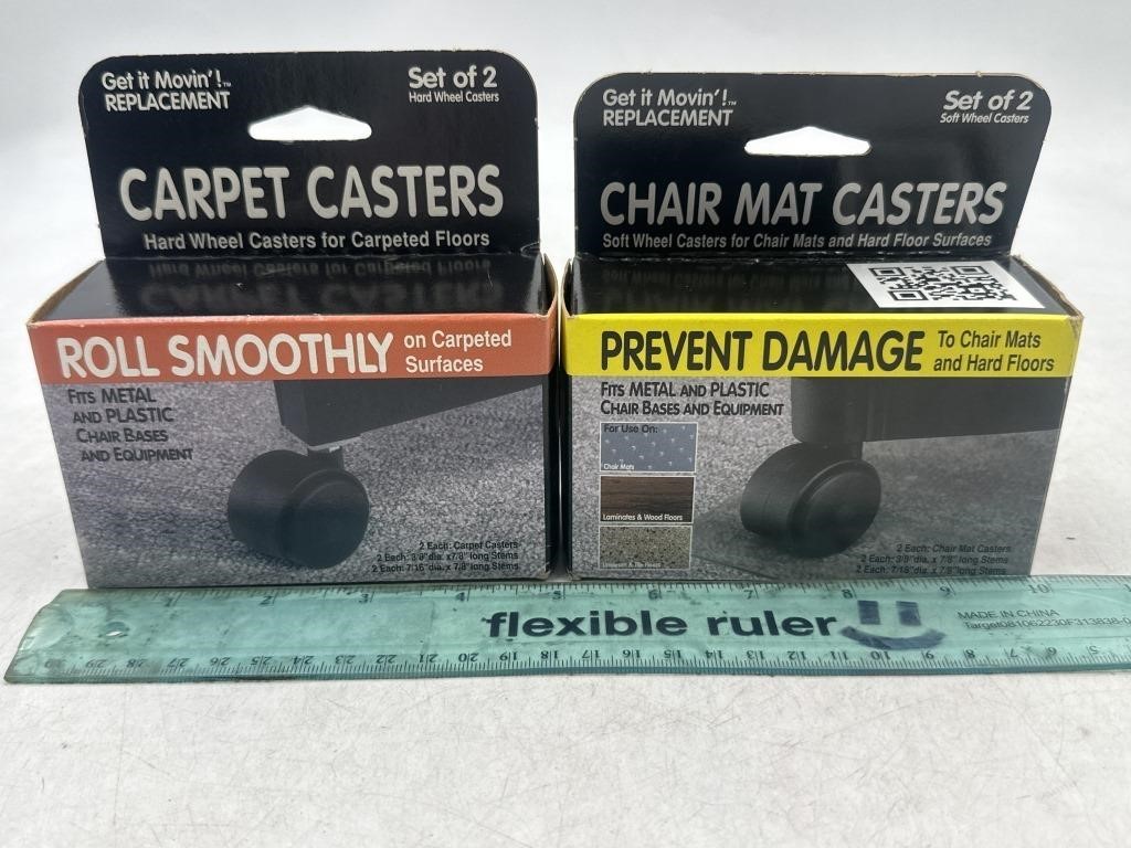 NEW Lot of 2- 2ct Hard & Soft Wheel Casters