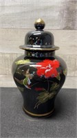Vintage Hand Painted Ginger Jar With Lid 9"