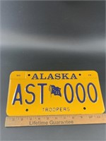 Alaska State Trooper's license plate ASTOOO in min