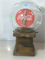 Vintage glass globe Coca-Cola w/wood Peanut