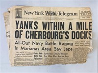 New York World - Telegram Original 1944 Vintage Ne