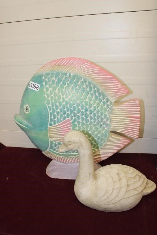 Tropical Wooden Fish & Resin Duck