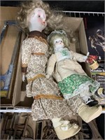 2 older dolls with porcelain heads