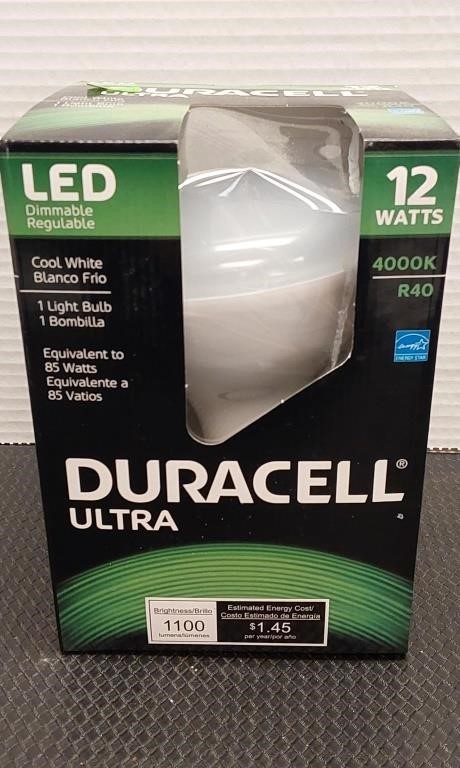 New Duracell Ultra LED cool white 12 watt bulb.