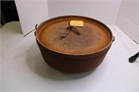 Vintage Large Footed Cast Iron Dutch Oven with Lid