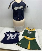 Packer Cheerleaders Top/Skirt & Brewers T-Shirts,