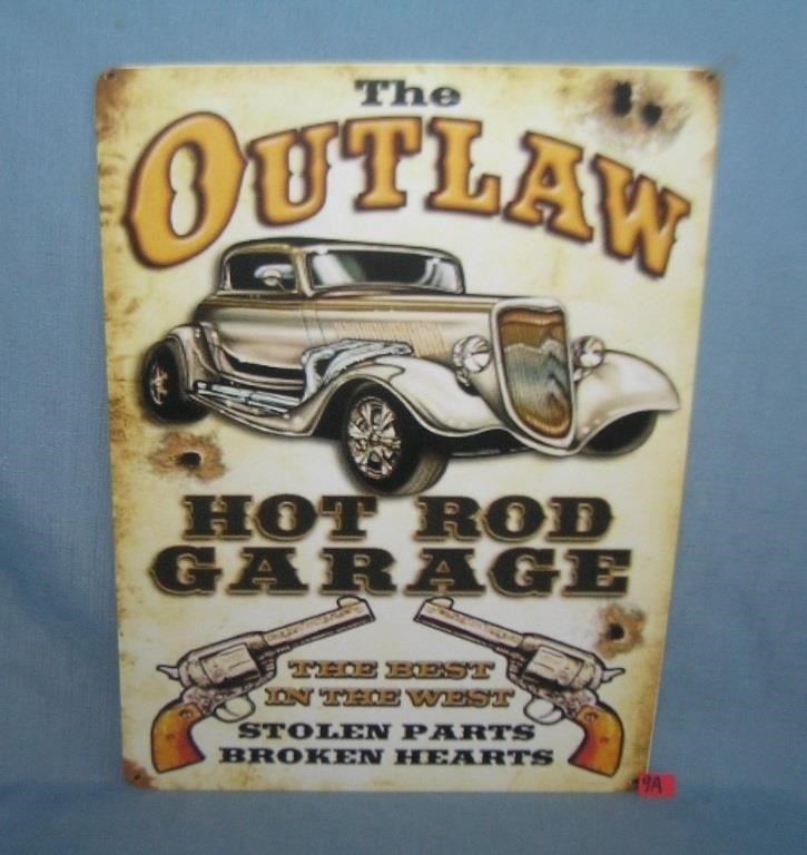 The Outlaw Hot Rod Garage retro style sign