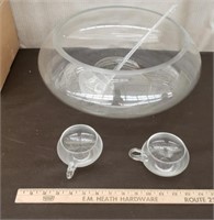 Lead Crystal Punch Bowl With 12 Cups