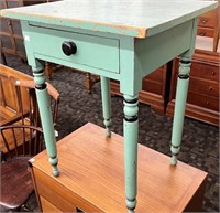 Antique Green & Black Painted One Drawer Stand