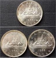 1966 & 1967 Canada 80% Silver Dollar Coins