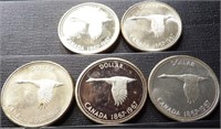 (5) 1967 Canada 60% Silver Dollar Coins - Goose