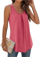 O609  MOSHU V-neck Tank Tops, Pleated Front - Wome