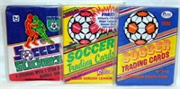 3 Unopened Soccer Card & Sticker Packs 1979-91