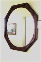 Antique Oval Mirror-Dark Wood