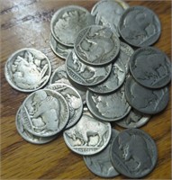 20 Buffalo nickels with no dates