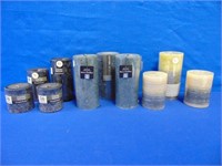 Lot Of (10) Black And White Pillar Candles