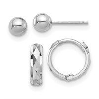 14Kt- White Gold Set of 2 Pairs Earrings