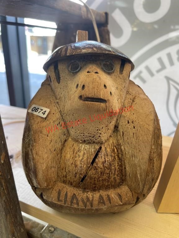 Carved Coconut from Hawaii Piggy Bank