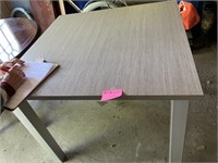 grey square table w metal legs