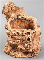 Chinese Burl-Wood Brush Pot