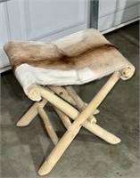 NEW BEAUTIFUL REAL COWHIDE FOLDING STOOL CHAIR