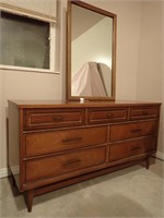 Mid-century Dresser & Mirror Bassett Furniture