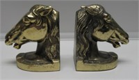 BRASS HORSE HEAD BOOKENDS. 5-1/2" H. VERY NICE.