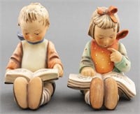 Hummel Porcelain Reading Boy & Girl, Pair