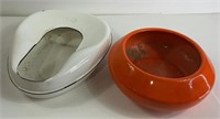 Vintage Medical Enamel Bedpan & Flower Pot