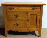 (L) Vtg Oak Sideboard Cabinet 3 Drawer & Single