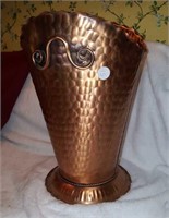 Gregorian copper wastebasket 12" tall