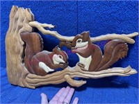 "Squirrels" 19in wooden art by David Hewins