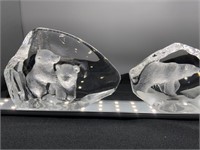Mats JONASSON Lead Crystal Bear Sculptures
