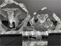 (2) Mats JONASSON Lead Crystal Sculpture & Other