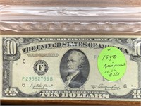 1950 Misprint 10 Dollar Bill