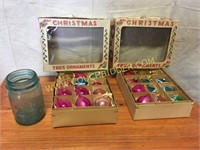 2 boxes of vintage Christmas tree ornaments