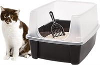 IRIS USA Open Top Cat Litter Tray with Scoop and S